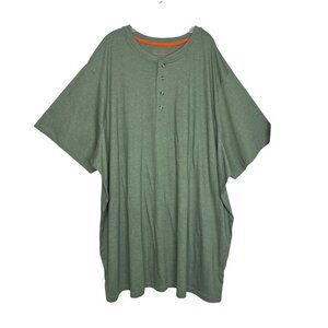 Boulder Creek Henley Shirt Relaxed Fit Short Sleeves Green Size 6XL Big New